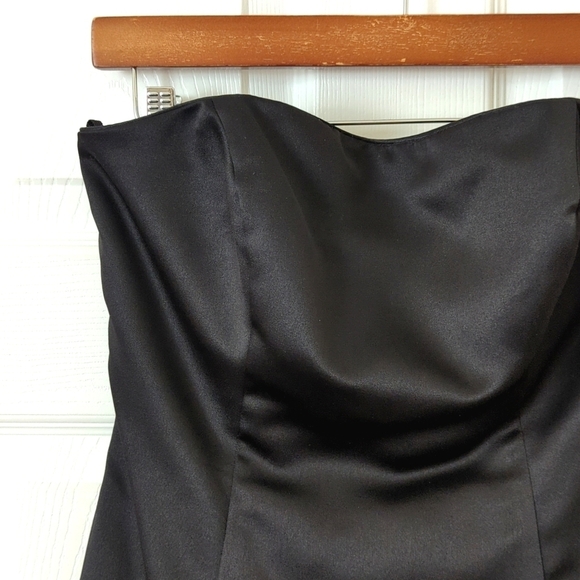 Jump Apparel Y2K Vintage Satin Tulle Hem Strapless A-Line Mini Dress Black 3/4 - Picture 3 of 12